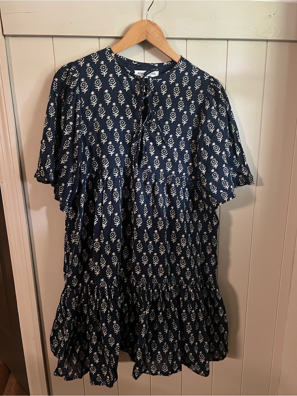 Emerson Fry Navy Blue Mini Dress with White Print